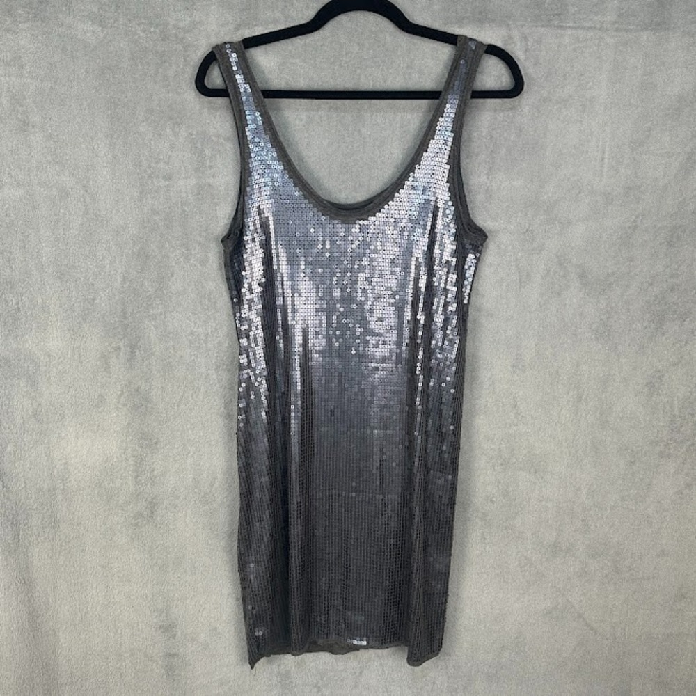 Vince Dress Womens Small Gray Sequin Sleeveless Mini Party NYE Holiday Stretch - Picture 6 of 12